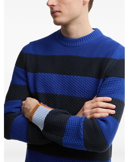 Barbour Blue X Paul Smith Southwold Striped Sweater for men