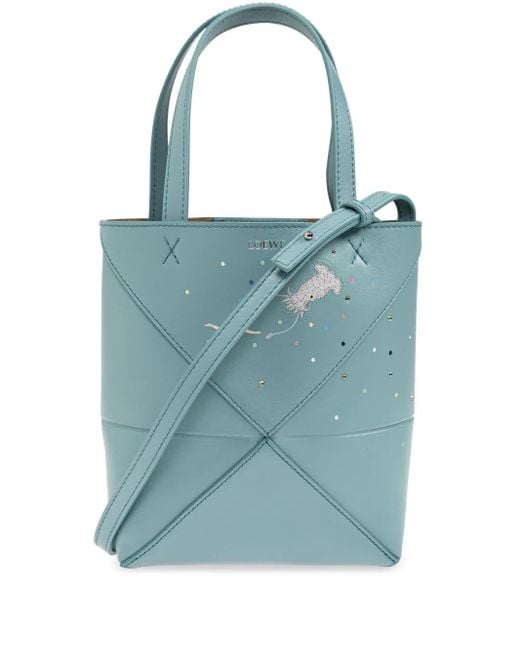 Loewe Blue X Suna Fujita Mini Puzzle Fold Squid Tote Bag