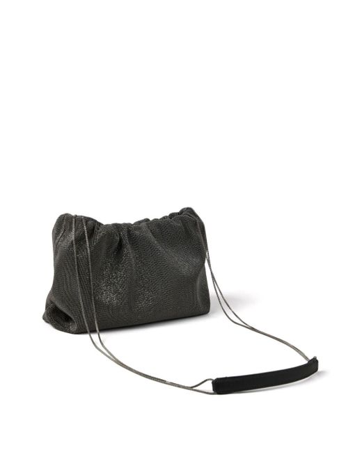 Brunello Cucinelli Black Monili-embellished Shoulder Bag