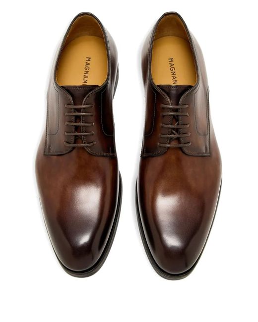 Magnanni Shoes Brown Leather Lace-Up Derby Shoes for men