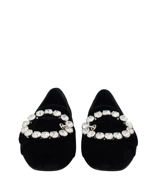 Dolce & Gabbana Black Crystal-Embellished Velvet Loafers