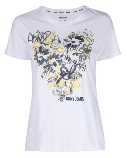 Camiseta con logo estampado DKNY de color White