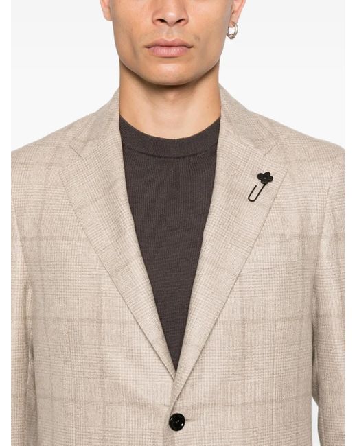 Lardini Natural Checked Two-Button Jacket for men