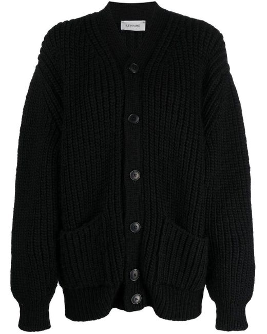 Lemaire Chunky-knit Oversized Cardigan in Black | Lyst UK