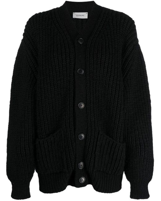 Lemaire Chunkyknit Oversized Cardigan in Black Lyst UK