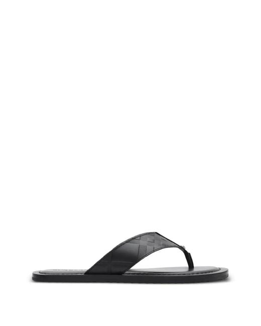 Burberry Black Embossed Check Leather Pavilion Sandals for men