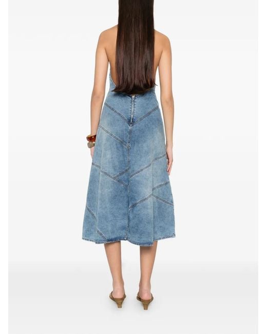 EB DENIM Blue Robe Mi-Longue Delphi À Dos Nu