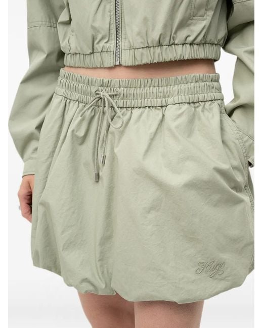 HUGO Green Mini Drawstring Bubble-Hem Skirt