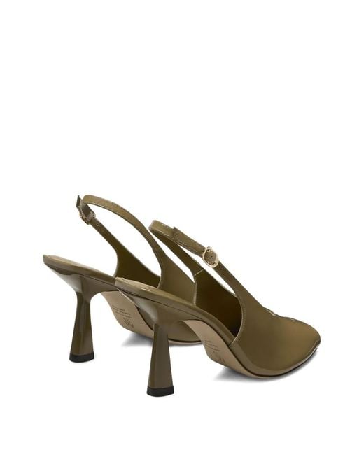 Stuart Weitzman Metallic Val Peep-Toe Slingback Pumps