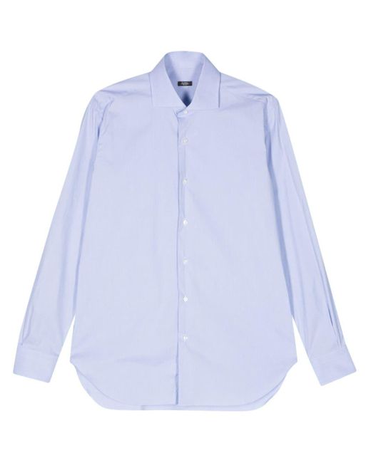 Barba Napoli Blue Poplin Cotton Shirt for men