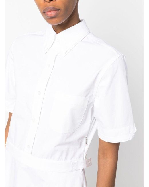 Robe-chemise en coton à coupe évasée Thom Browne en coloris White