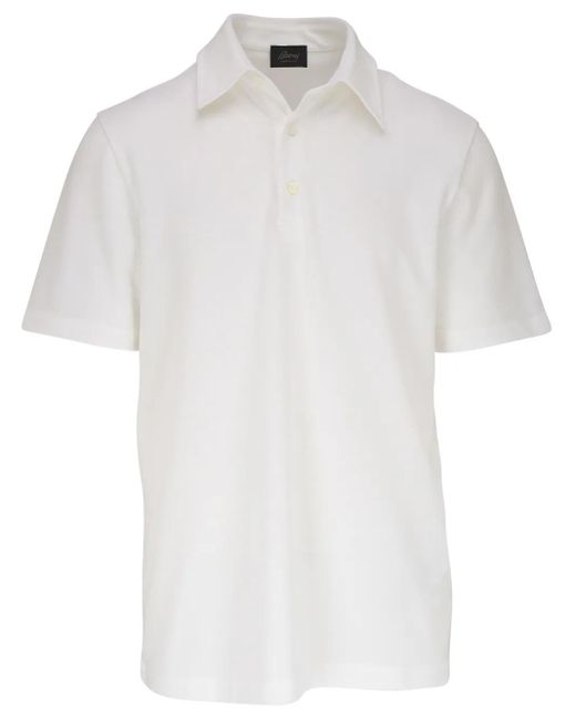 Brioni White Cotton Polo Shirt for men