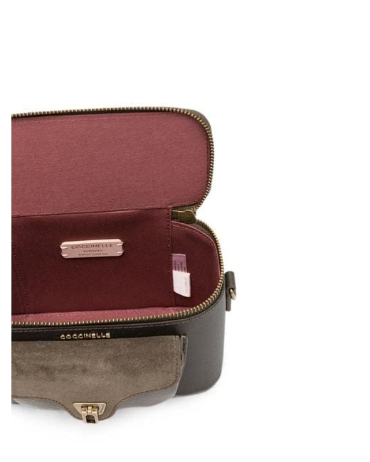 Coccinelle Brown Beat Generation Logo-Print Panelled Tote Bag