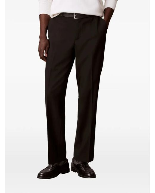 Calvin Klein Black Pressed-Crease Elasticated-Waist Trousers for men