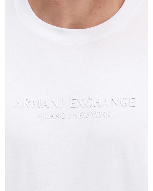 ARMANI EXCHANGE White T-Shirt À Logo Embossé for men