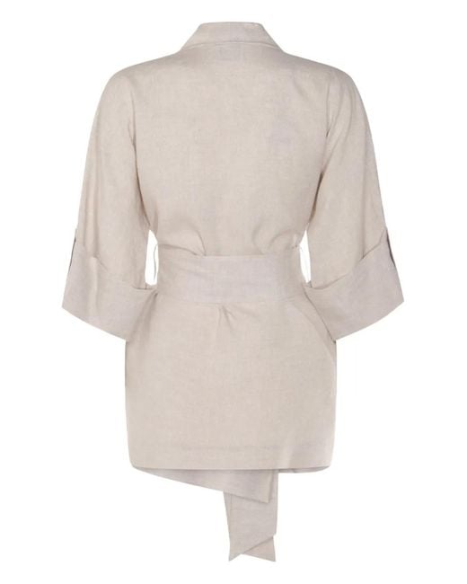 Eleventy White Belted Jacket