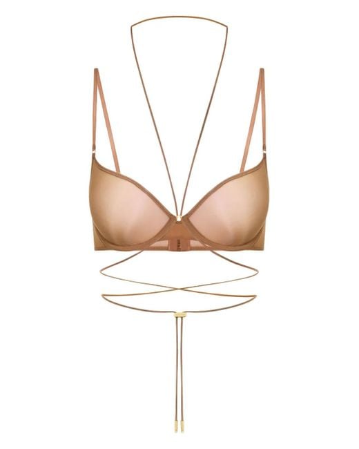 Maison Close White Balconette Tie-Detail Bra