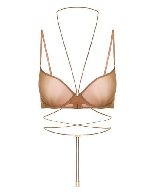 Maison Close White Balconette Tie-Detail Bra
