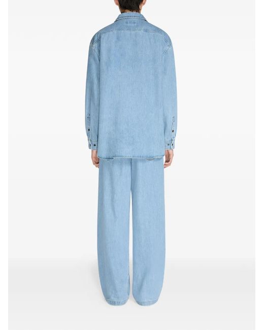 Dries Van Noten Blue Zipped Shirt for men