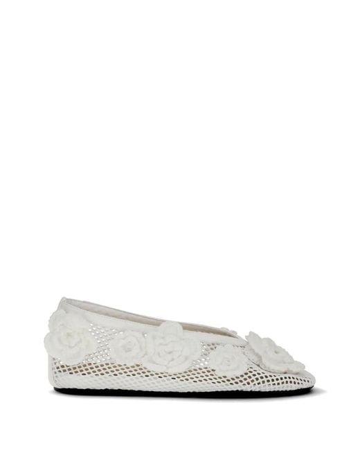 Ganni White Ballerines Jenny À Fleurs