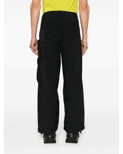 C P Company Black Crinkled Cargo Trousers for men