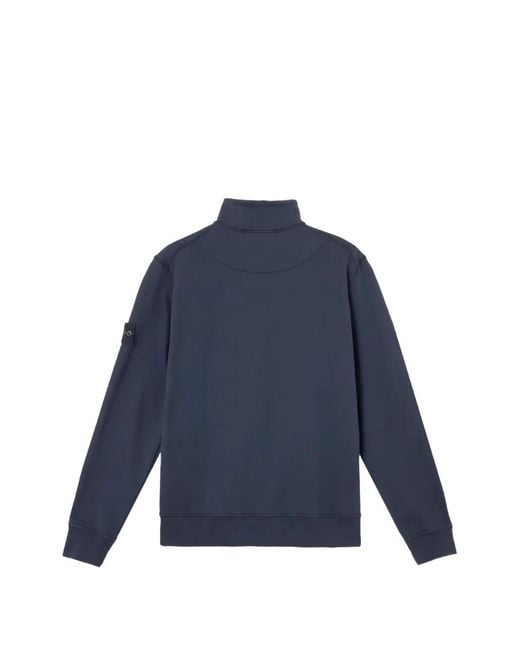 Stone Island Blue Logo-Patch Half-Zip Sweater for men