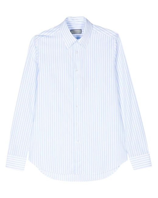 Canali White Striped Cotton Shirt for men