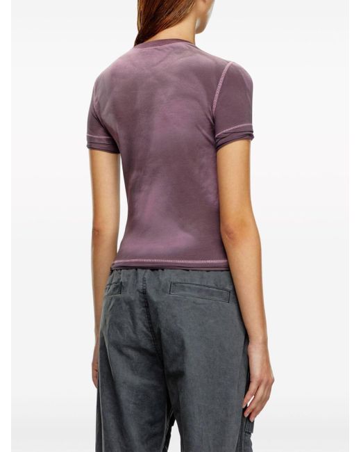 DIESEL Purple T-uncut Appliqué Faded T-shirt