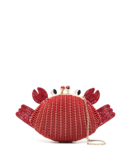 Serpui Red Ash Crab Chain Clutch Bag