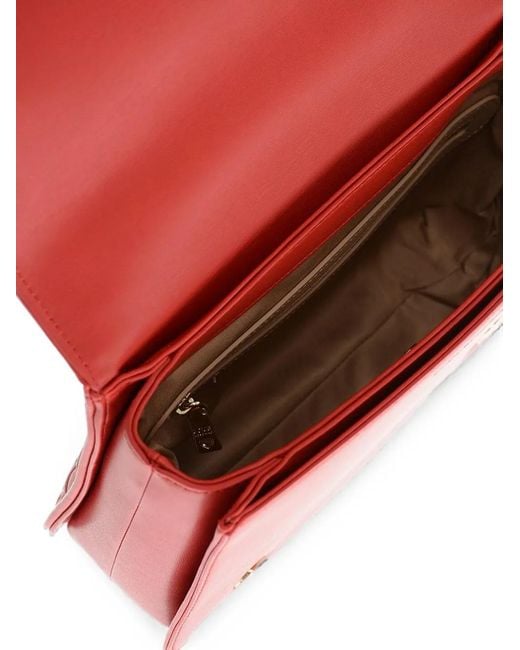 Moschino Red Diamond-Pattern Shoulder Bag