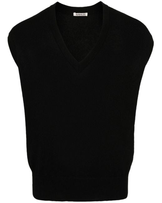 Auralee Black V-neck Straight-hem Vest for men