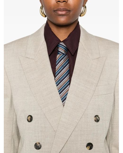 Saint Laurent White Double-Breasted Button Blazer