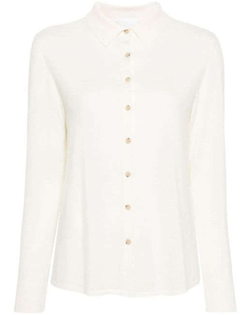Allude White Ribbed Virgin-wool Cardigan