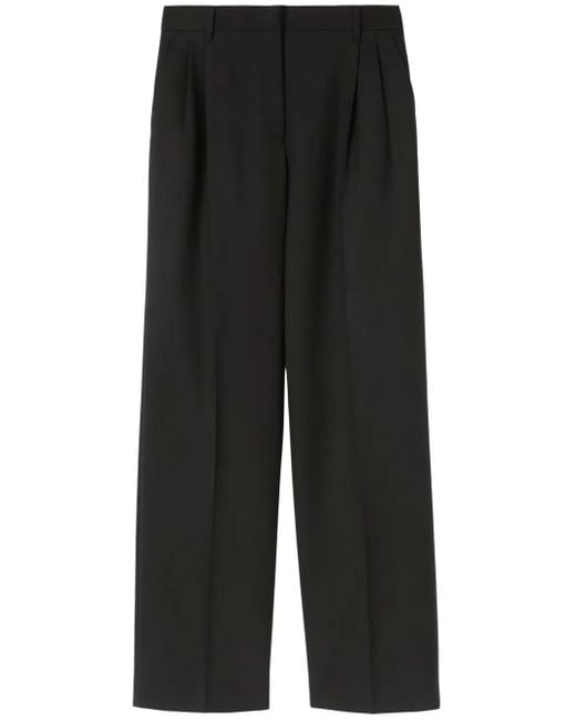 Burberry Black Wide-Leg Wool Trousers