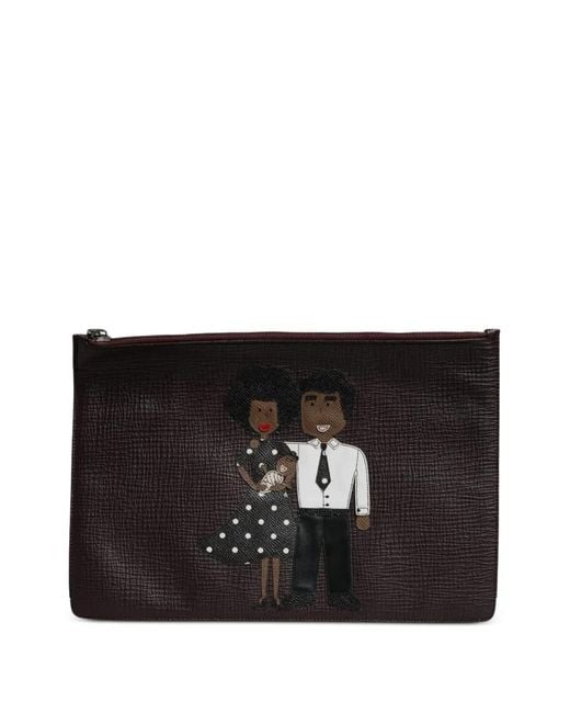Dolce & Gabbana Black #Dgfamily Leather Clutch Bag for men