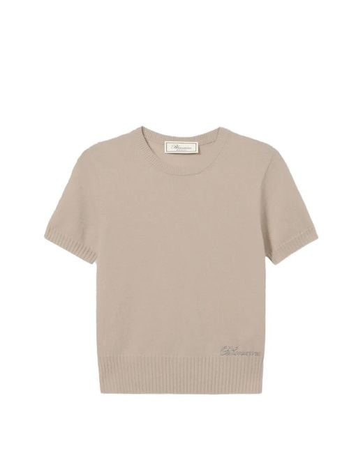 Blumarine Natural Short-Sleeve Top
