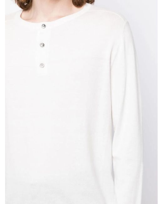 Pull En Maille À Patte De Boutonnage N.Peal Cashmere pour homme en coloris White