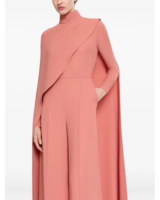 Elie Saab Pink Asymmetrical-Cape Jumpsuit
