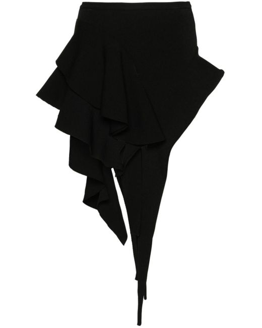 Mugler Black Asymmetric Knitted Mini Skirt