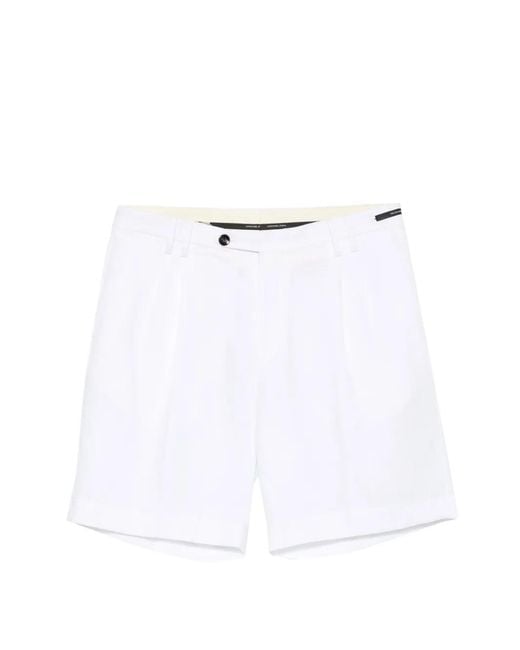 Michael Coal White Pleated-Front Button-Fastening Shorts for men