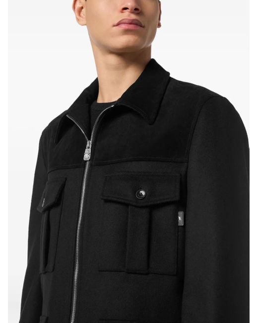 Billionaire Black Zip-Up Jacket for men