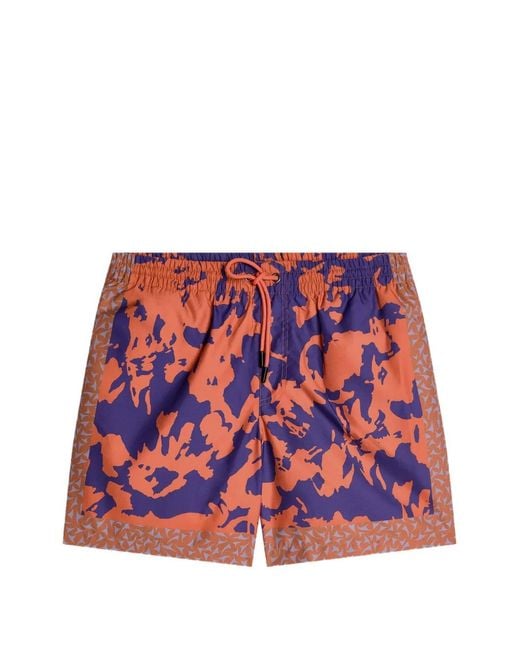 Dries Van Noten Red Printed Swim Shorts for men