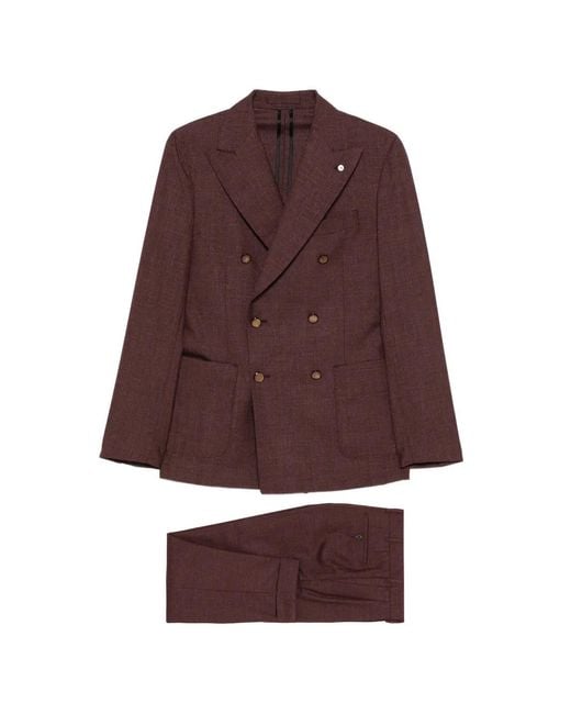 Luigi Bianchi Purple Costume À Veste À Boutonnière Croisée for men