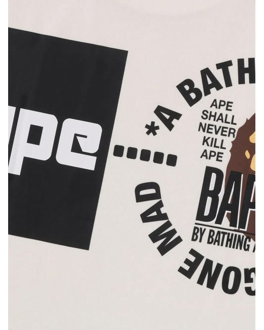A Bathing Ape White Logo-Print T-Shirt for men