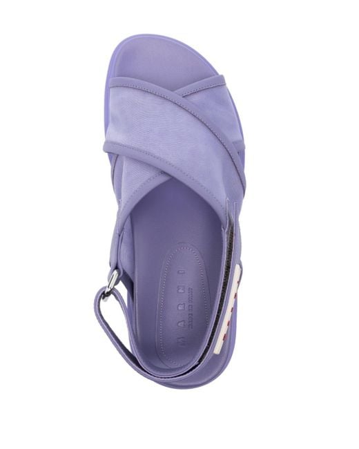 Sandalias con parche del logo Marni de color Purple