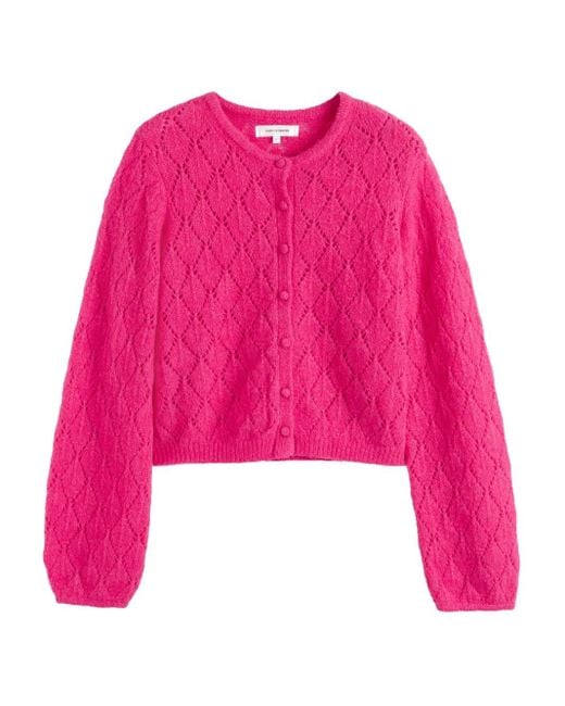 Chinti & Parker Pink Diamond-Pattern Cardigan