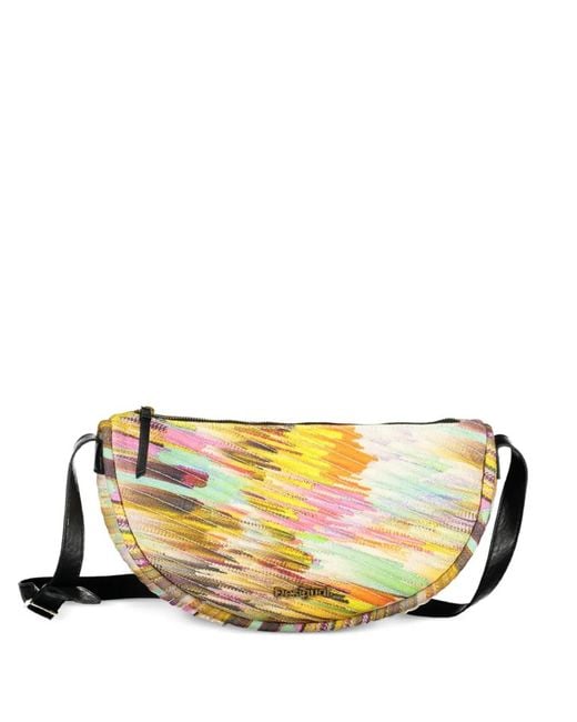 Desigual Metallic Abstract-Print Half-Moon Belt Bag