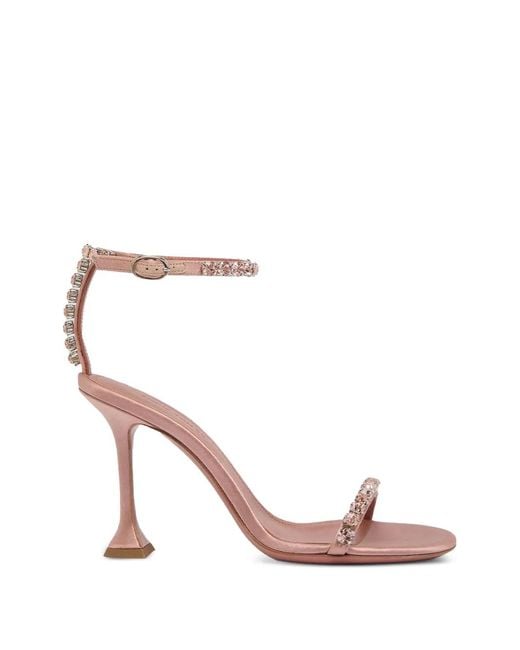 AMINA MUADDI Pink Gigi Crystal-Embellished Ankle Strap Sandals