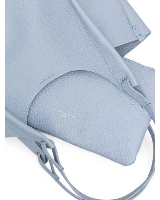 Gianni Chiarini Blue Large Dua Grained Shoulder Bag