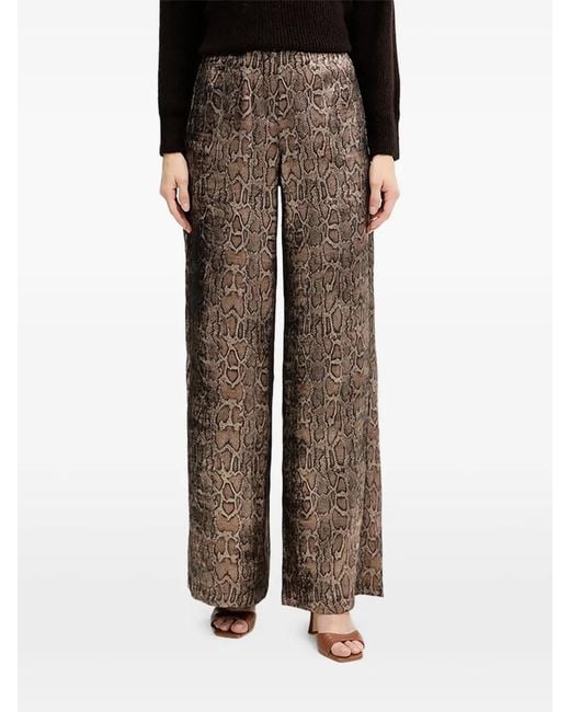 Morgan Brown Snake-Print Palazzo Pants